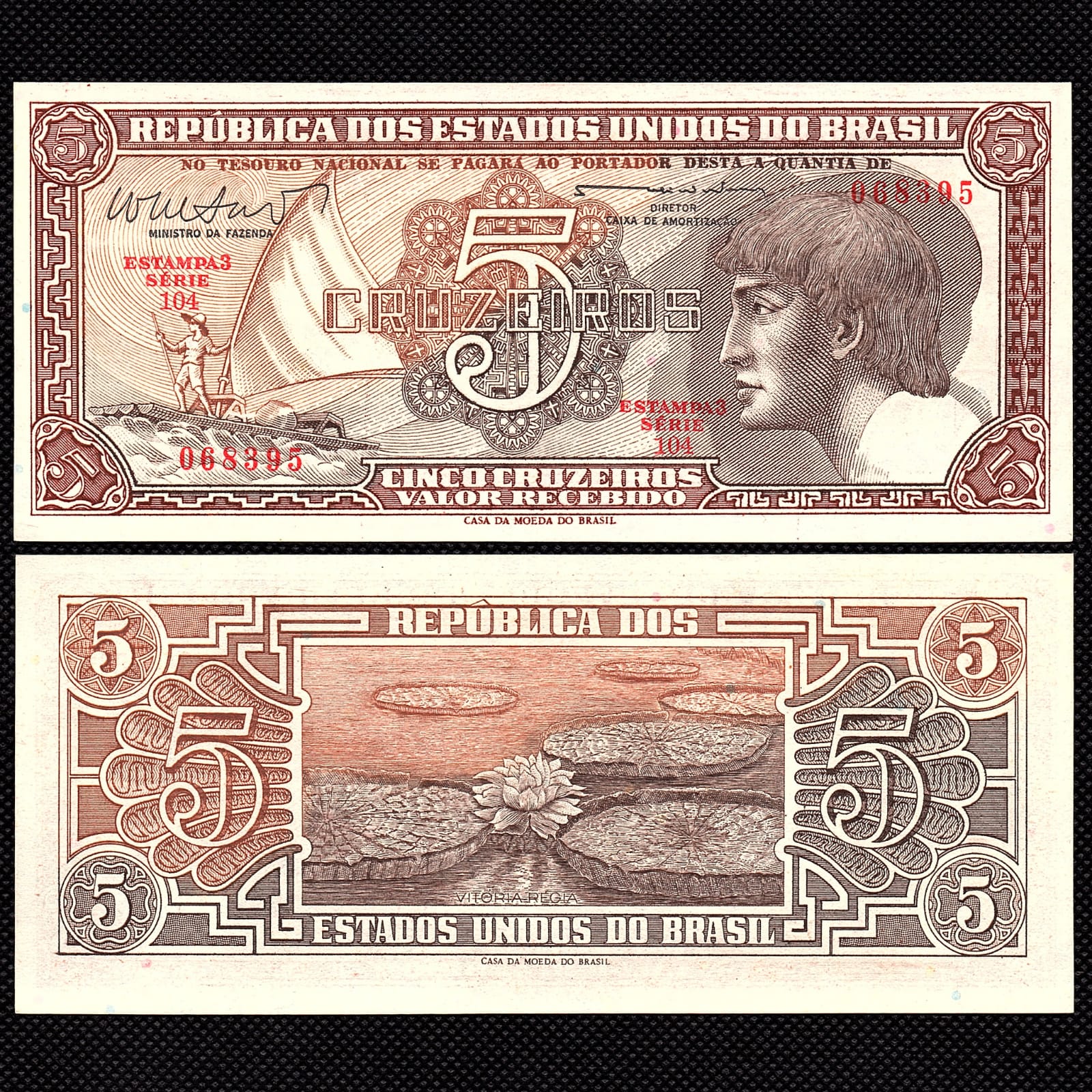Cédula C 112 5 Cruzeiros do Índio serie 104 1962 FE