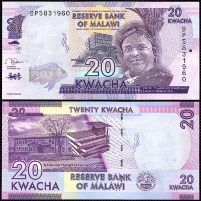 Cédula de Malawi 20 Kwhacha FE