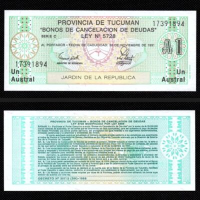 Cédula de 1 Austral da Província de Tucuman FE