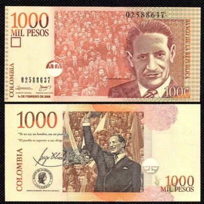 Cédula da Colômbia 1000 Pesos FE