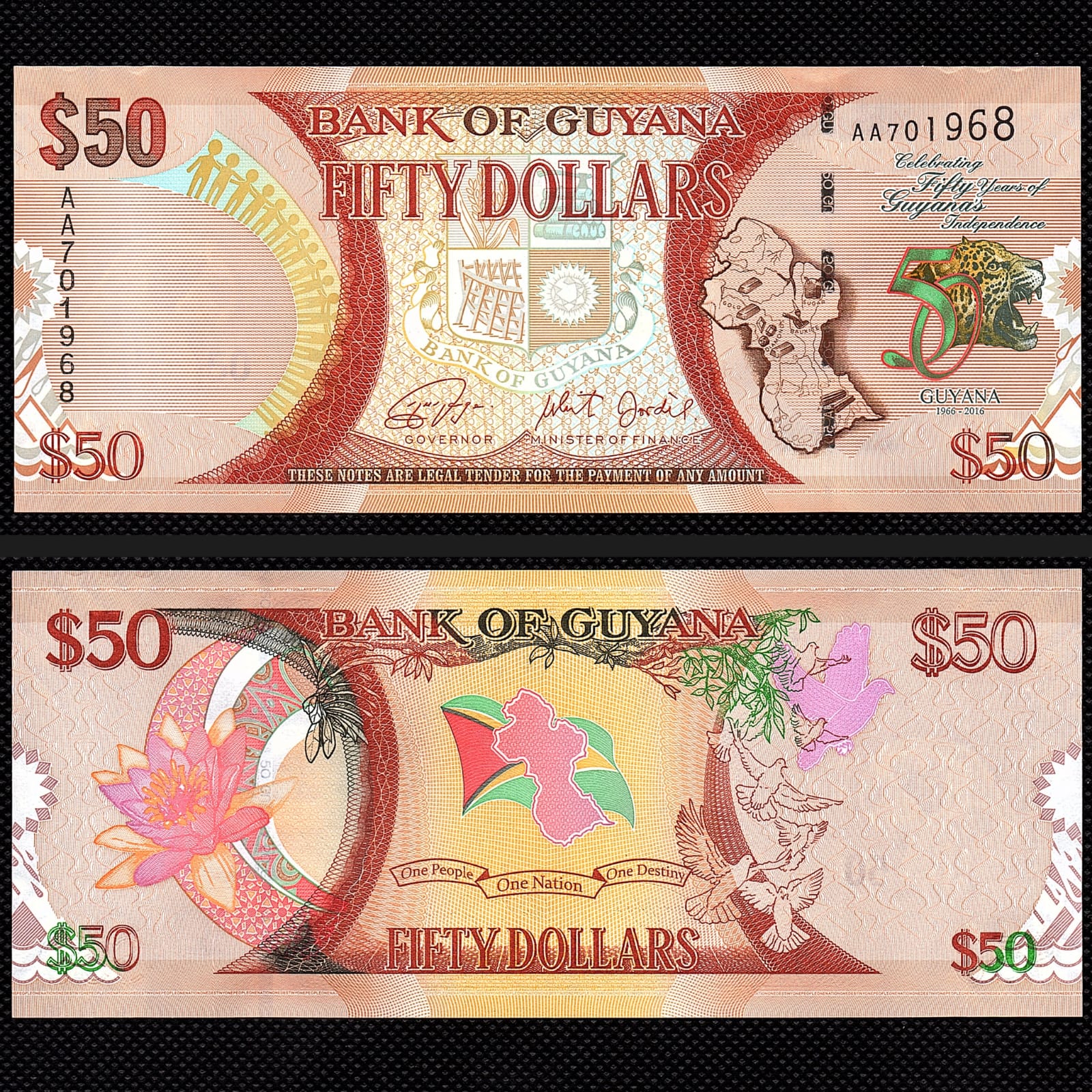 Cédula de 50 Dólares da Guiana FE