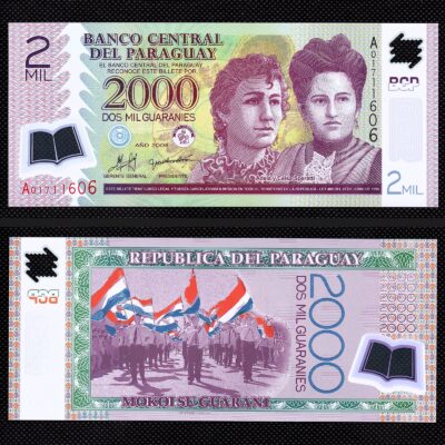 Cédula do Paraguay de 2000 Guaranies de Polímero FE