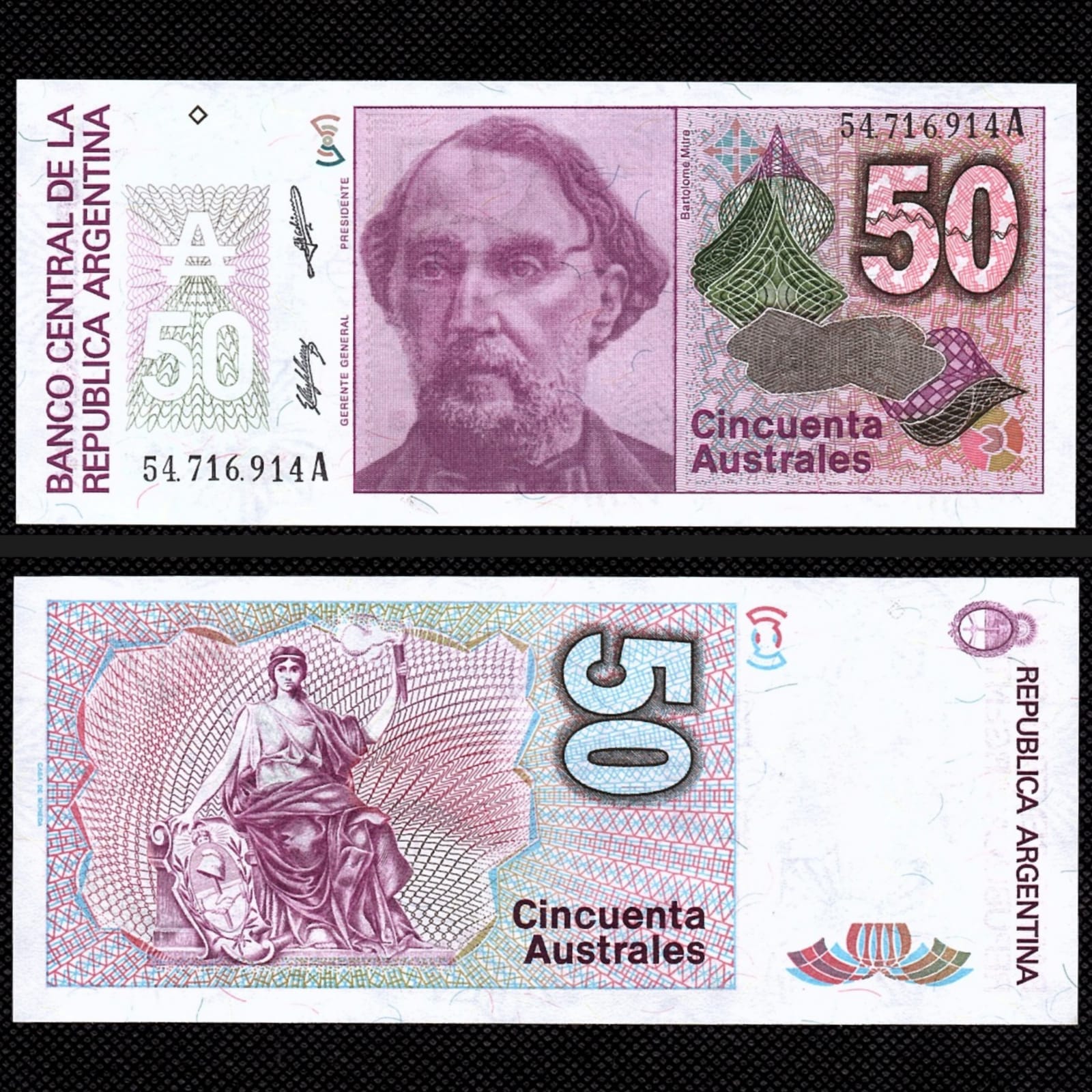Cédula da argentina 50 Australes FE