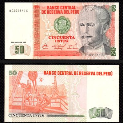 Cédula de 50 Intis do Peru FE