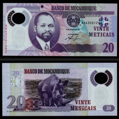 Cédula de 20 Meticais de Moçambique Polímero FE