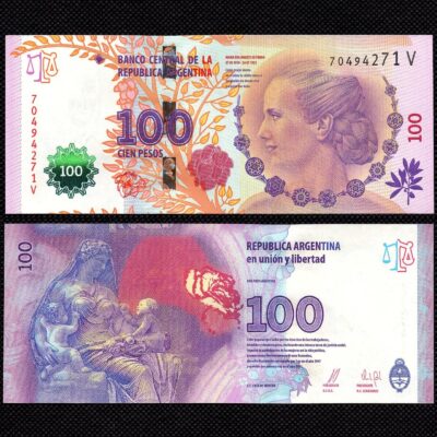 Cédula da Argentina 100 Pesos Eva Peron FE