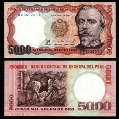 Cédula do Peru 5000 Soles de Oro FE