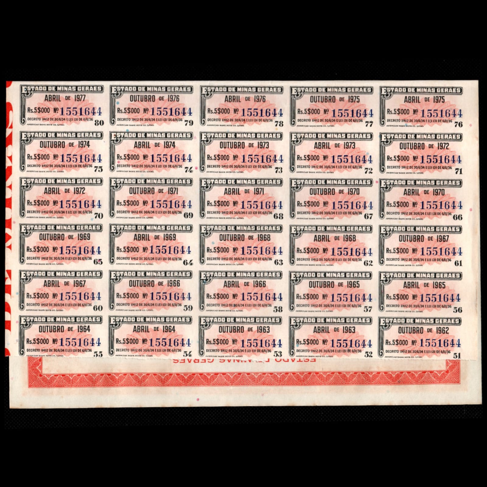 Apólice do Estado de Minas Gerais Série B 200 mil réis 1934 N 1551644 - Imagem 2