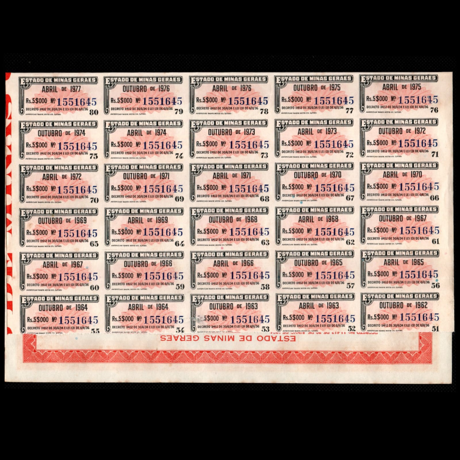 Apólice do Estado de Minas Gerais Série B 200 mil réis 1934 N 1551645 - Imagem 2