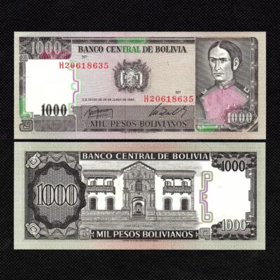 Cédula da Bolívia de 1000 Pesos Bolivianos FE