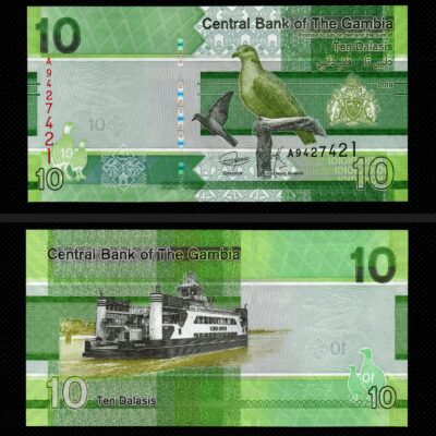 Cédula de 10 Dalasis da Gambia FE