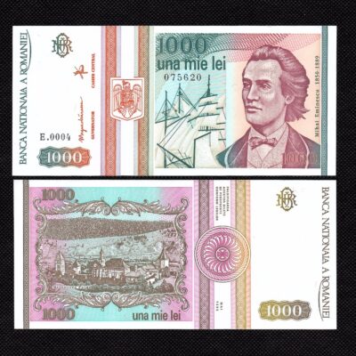 Cédula da Romênia 1000 Lei FE