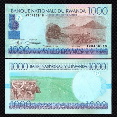 Cédula de Ruanda 1000 francos FE