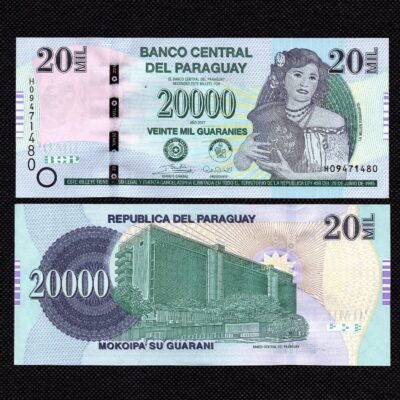 Cédula do Paraguai 20000 Guaranis FE