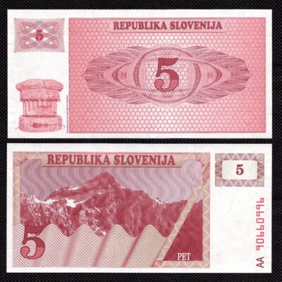 Cédula da Eslovênia 5 Tolar FE