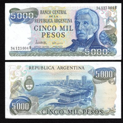 Cédula da Argentina de 5000 pesos SOB/FE