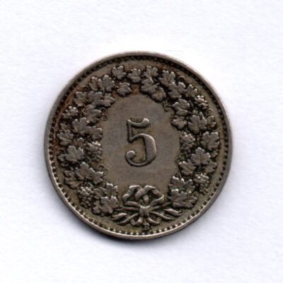 Moeda da Suíça de 5 Ruppen 1926 MBC