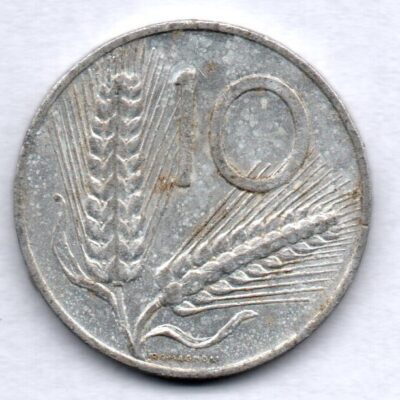 Moeda da Itália de 10 Liras 1955 MBC