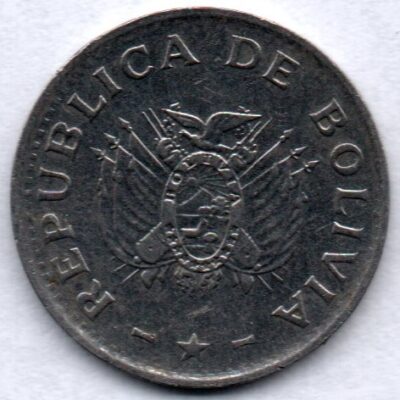 Moeda da Bolívia de 10 centavos 1987 MBC