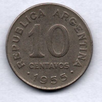 Moeda da Argentina de 10 Centavos 1955 MBC