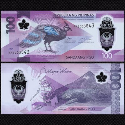 Cédula das Filipinas de 100 pesos filipinos Polímero  FE