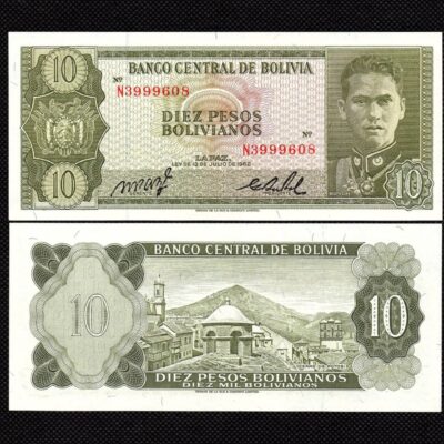 Cédula da Bolívia de 10 Pesos Bolivianos FE
