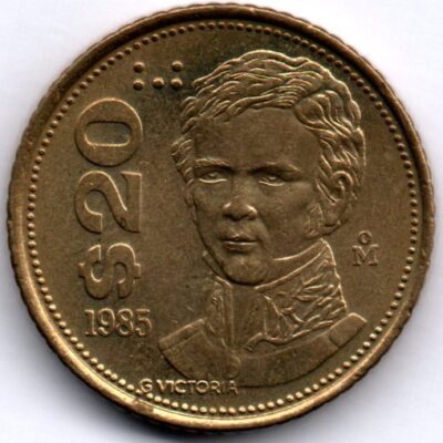 Moeda do México de 20 Pesos 1985 MBC