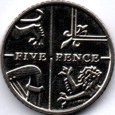 Moeda do Reino Unido de 5 Pence 2014 SOB