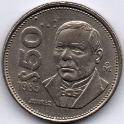 Moeda do México de 50 pesos 1985 MBC
