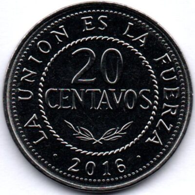 Moeda da Bolívia de 20 Centavos de 2016 FC