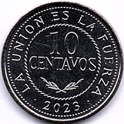 Moeda da Bolívia de 10 Centavos de 2023 FC