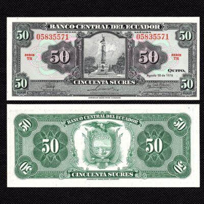 Cédula do Equador de 50 Sucres de 1976 FE