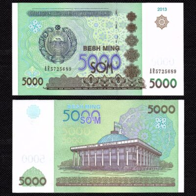 Cédula do Uzbequistão de 5000 Som FE