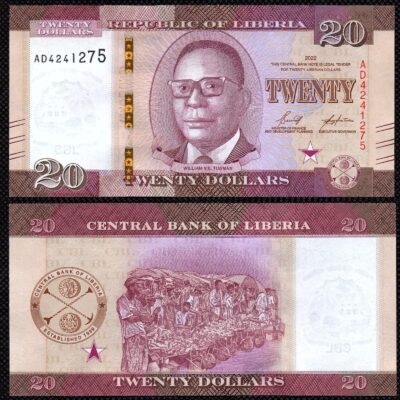 Cédula da Libéria de 20 Dolares FE