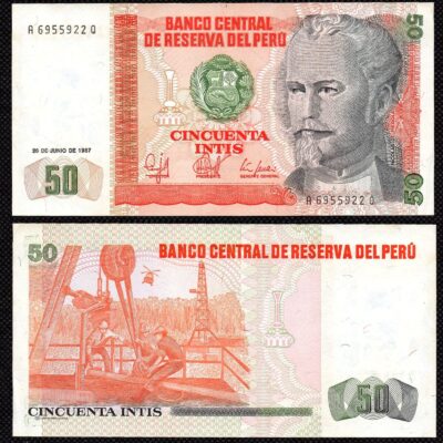 Cédula do Perú de 50 intis SOB