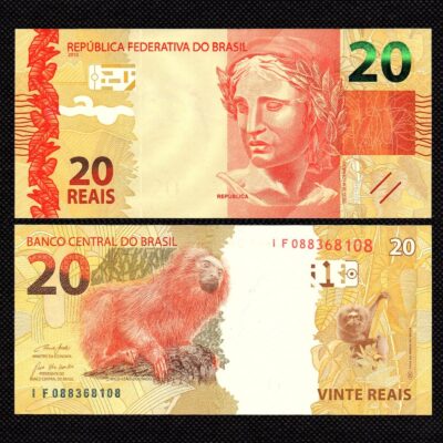 Cédula de 20 Reais Letras I F 2° Familia FE