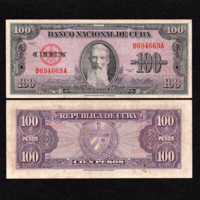Cédula de Cuba 100 Pesos 1954 MBC