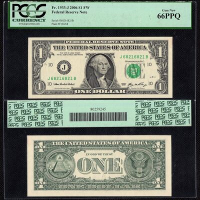 Cédula dos Estados Unidos de 1 Dólar 2006 CERTIFICADA PELA PCGS