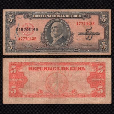 Cédula de Cuba 5 Pesos 1950 BC