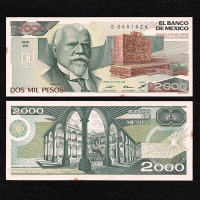 Cédula do México 2000 Pesos 1985 leve mancha FE