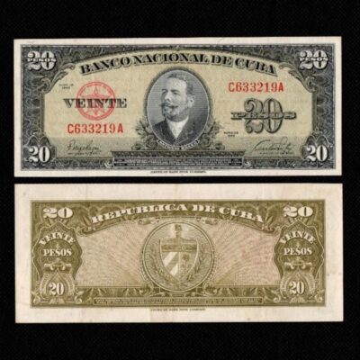Cédula de Cuba 20 Pesos 1949 SOB/FE